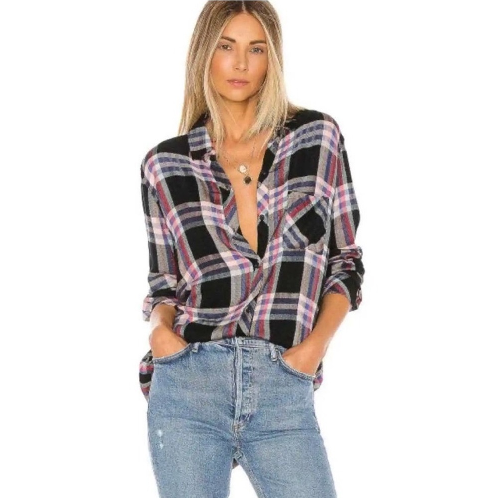 Rails Black Pink Plaid Button-Down Shirt